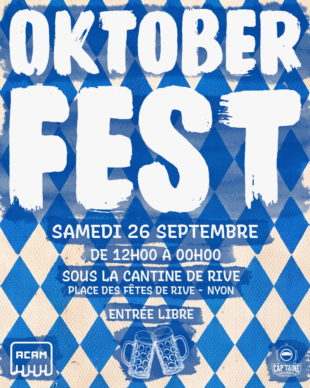 Oktoberfest à la Cantine de Rive à Nyon, samedi 26 septembre, de midi à minuit, entrée libre!